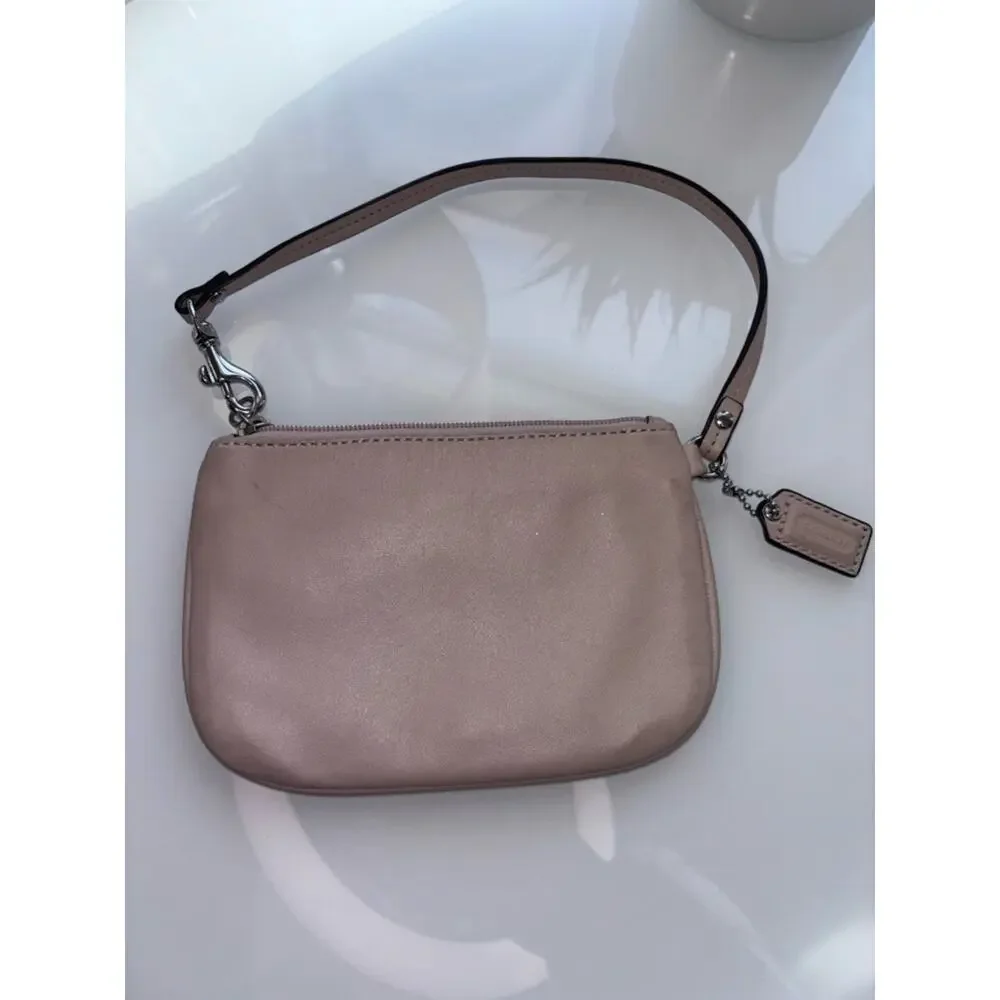 Coach Blush Pink Leather Wristlet | Small Zip Pouch